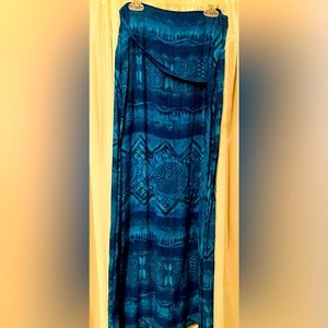 Blue and turquoise wraparound tie skirt. Perfect for vacation!